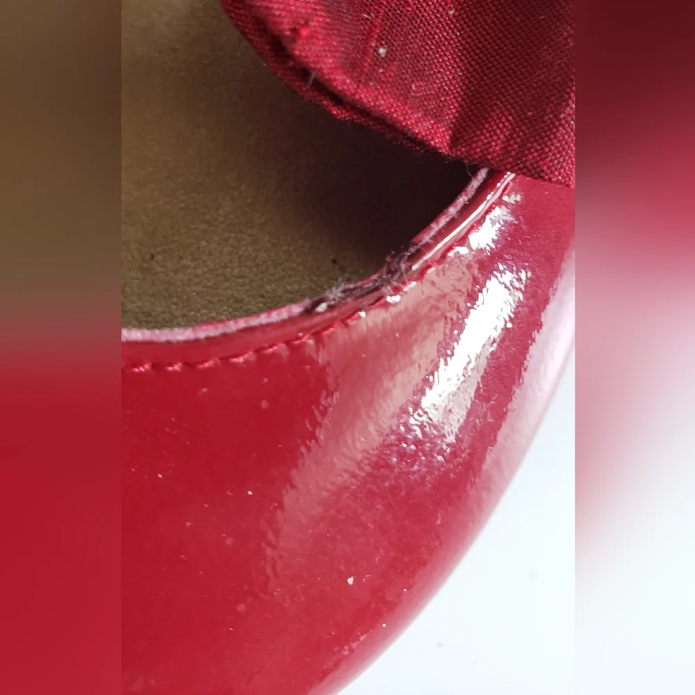 Janie and Jack Red Patent Leather Ballet Shoe with Satin Bow Size 7